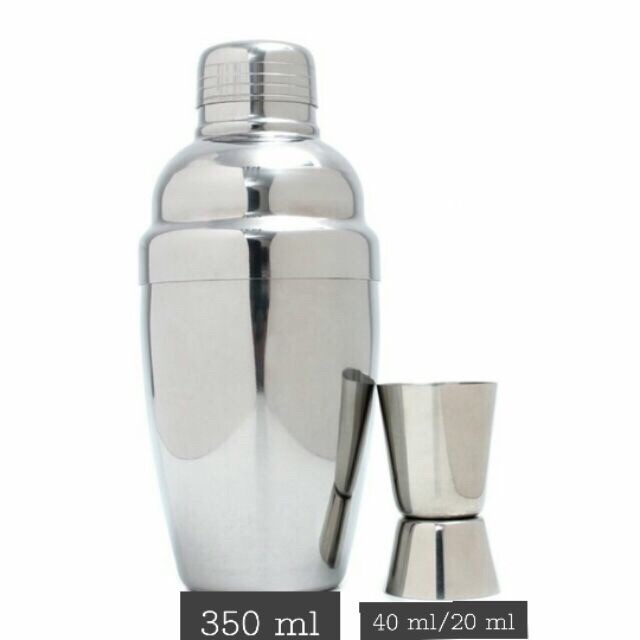 Bộ 2 sản phẩm định lượng pha chế shaker inox gồm bình lắc pha chế shaker và jigger đong định lượng