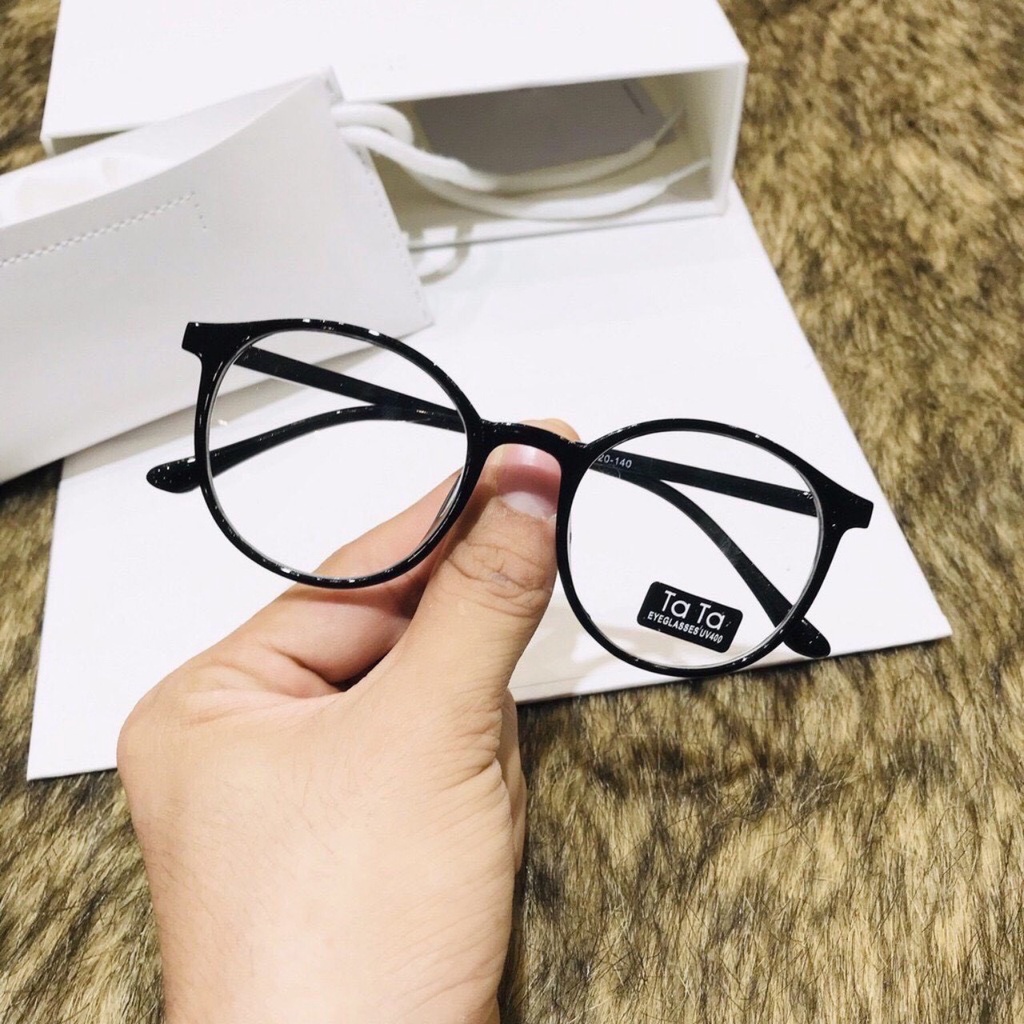 Kinh Mắt Gọng Nhựa Màu Đen Gọng Tròn Dễ Thương - Kính Mát Giả Cận Thời Trang Unisex