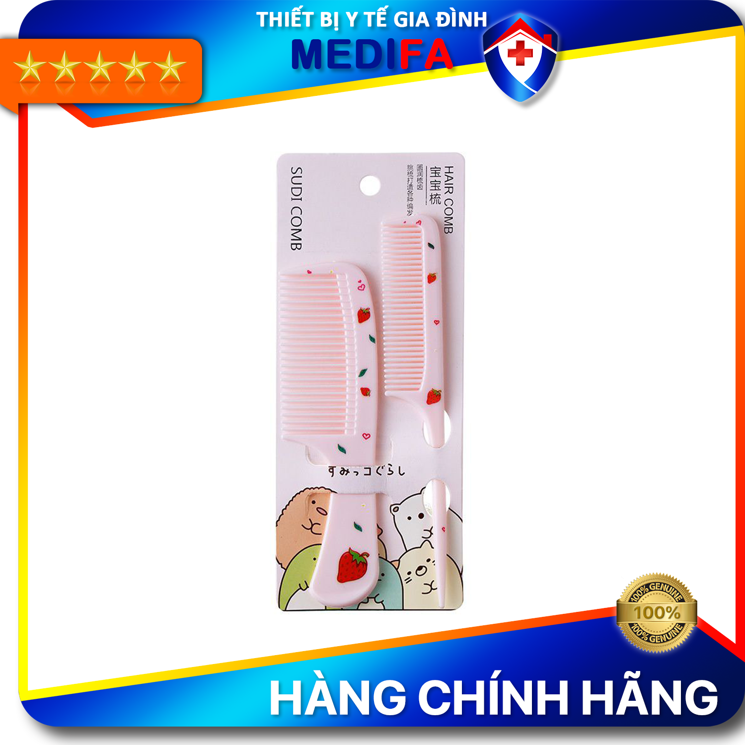 Set 2 lược chải tạo kiểu tóc họa tiết cute