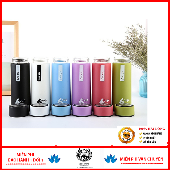 [SALE SIÊU SỐC] Bình giữ nhiệt chính hãng 6 OUP lõi thủy tinh 450ml- Thiết kế hiện đại, sang trọng- Giữ nhiệt tốt- Bình dựng nước chống nóng