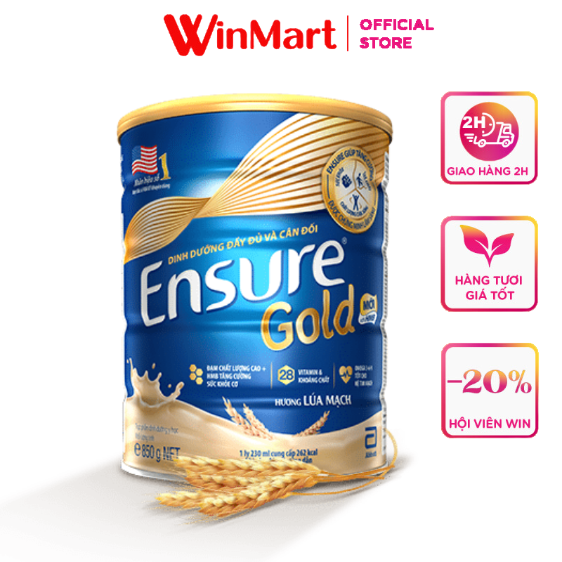 [Siêu thị WinMart] - Sữa bột Ensure gold hương lúa mạch lon 850g