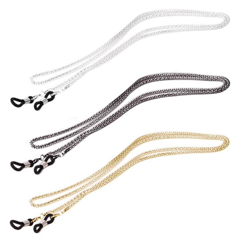 3 cái kim loại mắt kính dây chuyền kính đeo mắt kính mát giá đỡ kính dây dây đeo dây kính mắt giữ vàng + bạc + đen- quốc tế