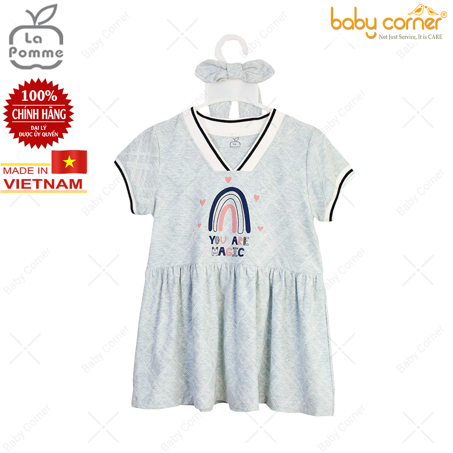 Đầm xòe la pomme sporty xanh pastel cho bé gái, từ 6m+