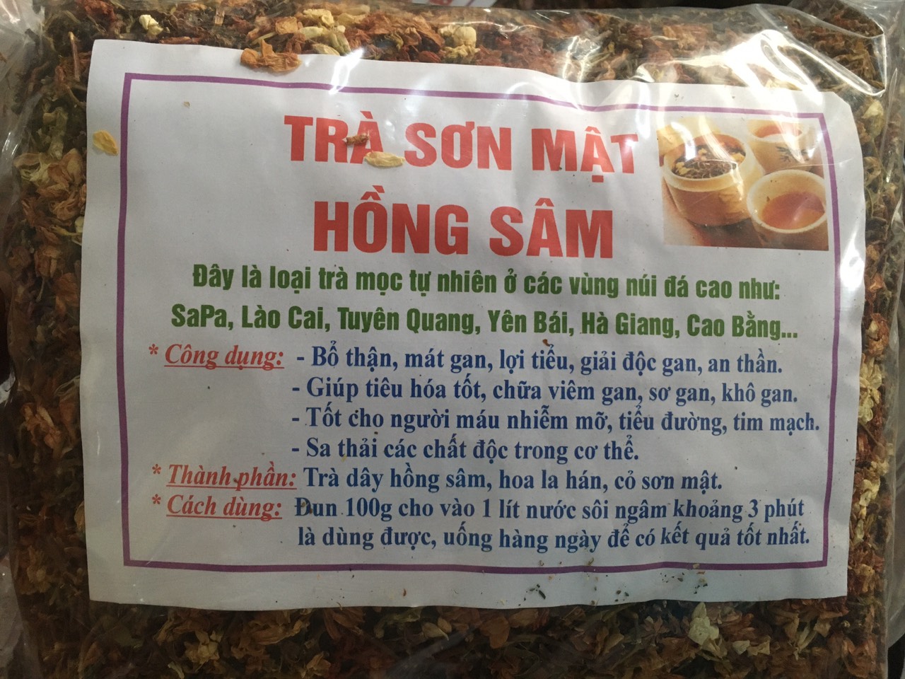 1 kg trà sơn mật hồng sâm