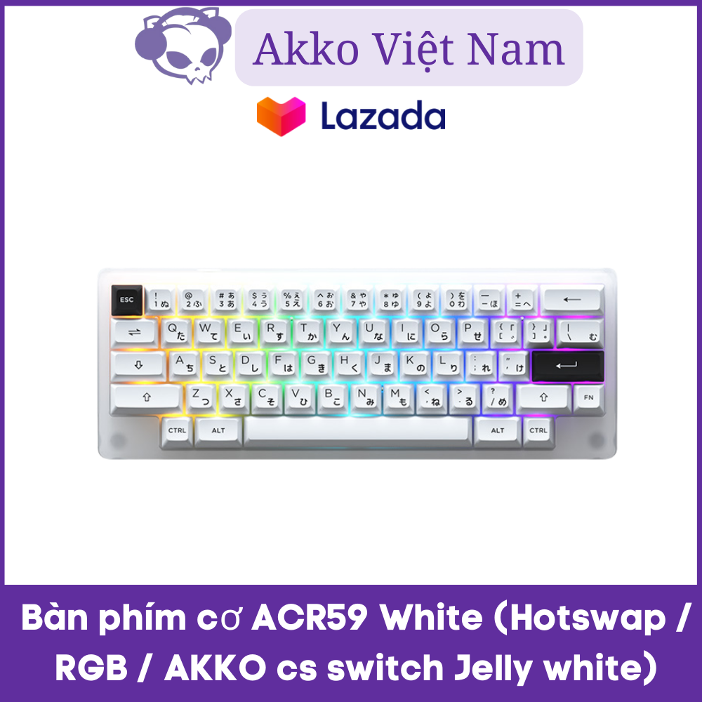 Bàn phím cơ AKKO ACR59 White (Hotswap / RGB / AKKO cs switch Jelly White)