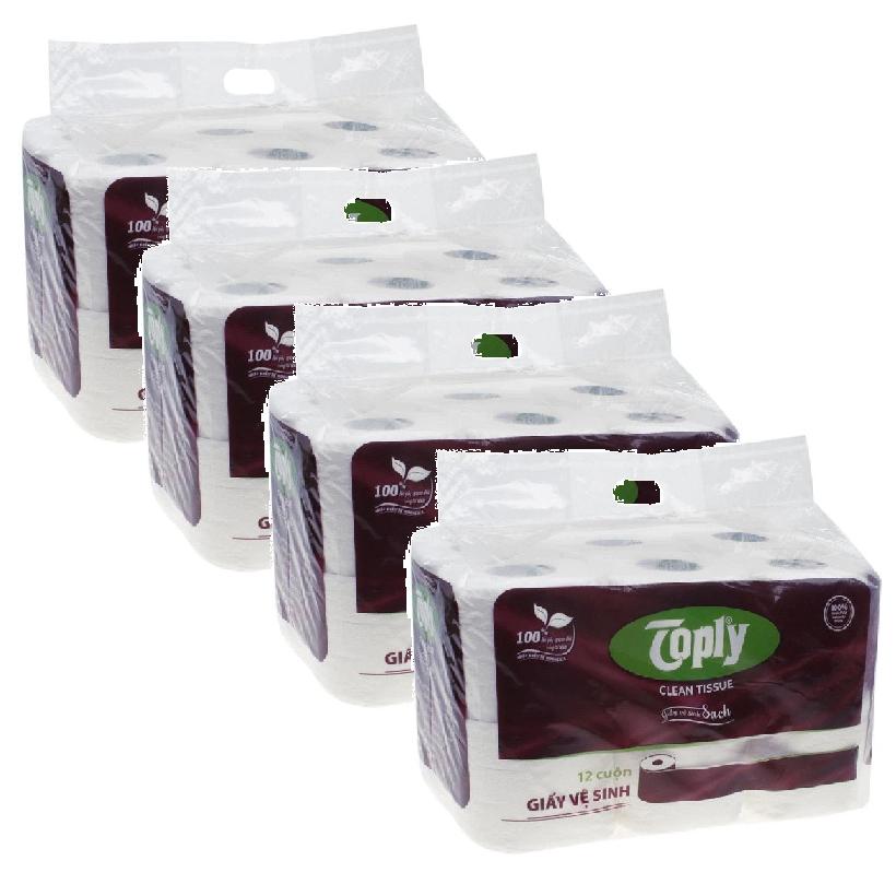 [HCM]Combo 4 lốc giấy vệ sinh Toply 12 cuộn