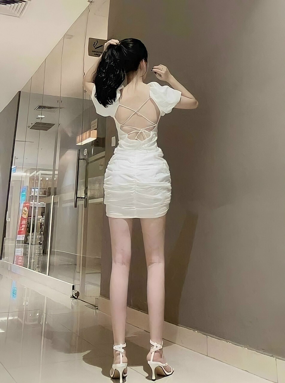 [HCM]đầm voan tay ngắn phồng đan dây lưng kieur dáng thời trang mới siêu đẹp m008211