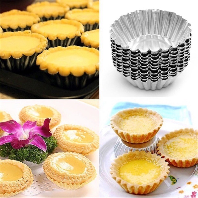 Bộ 10 khuôn bánh tart hoa cúc 7cm dùng làm bánh tart, bánh trứng, bánh bò
