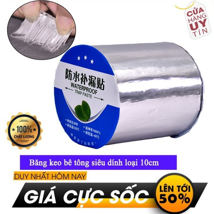 Khổ To (10CMx5M) Băng Keo Dán Siêu Dính Chống Thấm, Chống Dột Vải Bạt Trần Nhà, Mái Tôn, Ống Nước, Bể Nước, Xô Chậu, Phao Bơi, Bể Bơi, Đồ Bơm Hơi.