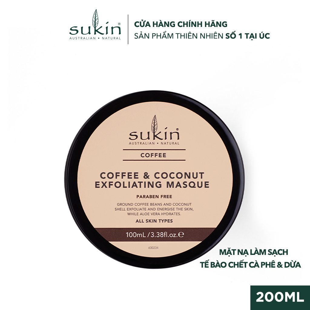 Mặt nạ làm sạch tế bào chết cà phê và dừa sukin coffee & coconut exfoliating masque 100ml