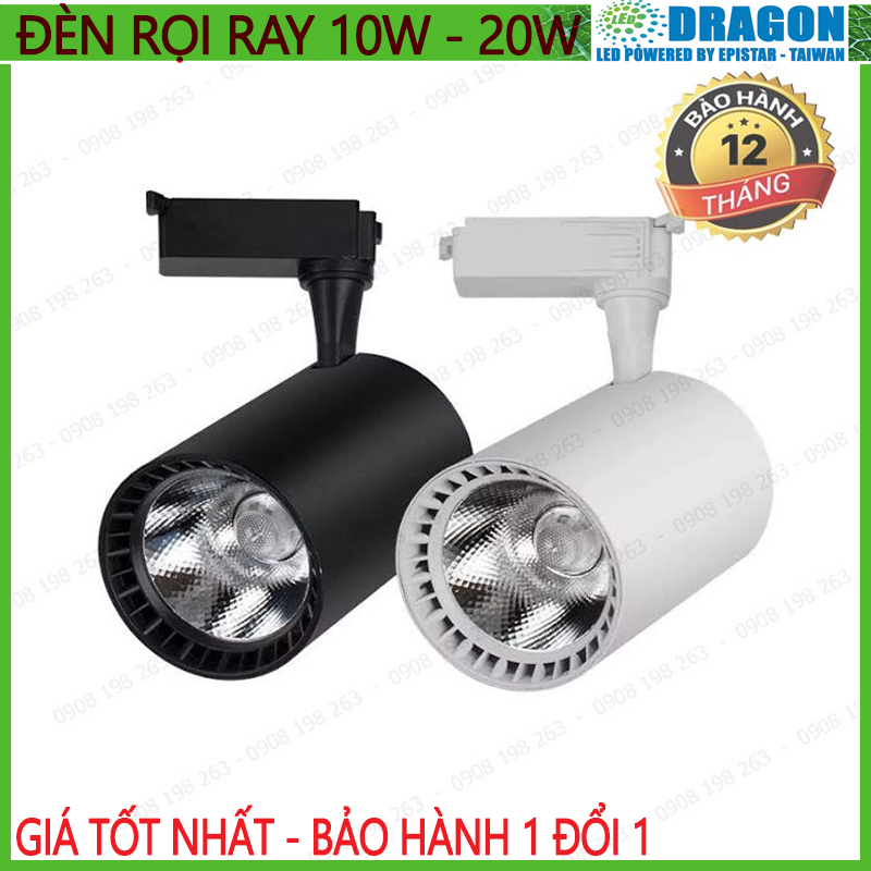 Đèn rọi ray COB 10w 20w vỏ trắng vỏ đen ánh sáng trắng hoặc vàng nắng thương hiệu DRAGO