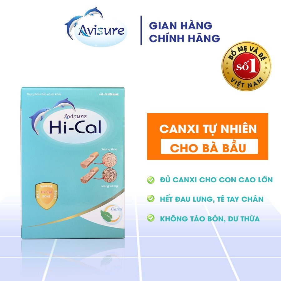 Canxi Nano tự nhiên cho bà bầu Avisure Hical (hộp 60 viên)