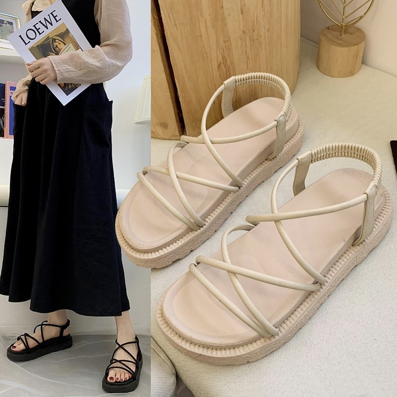 Sandal quai hậu dây mảnh đan chéo đế siêu mềm 2.5cm g165