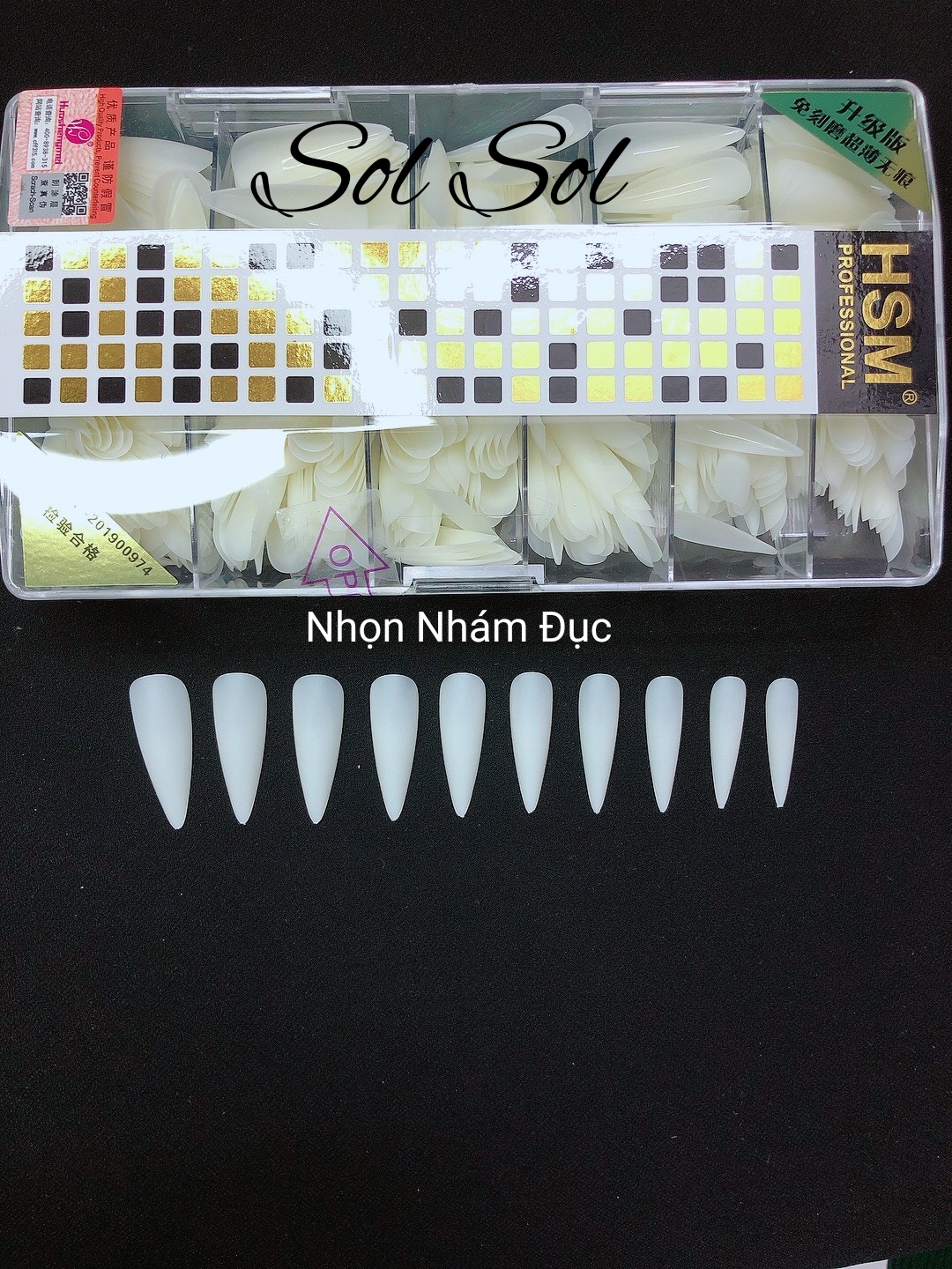 Móng úp lẻ size hsm - phom nhọn nhám đục