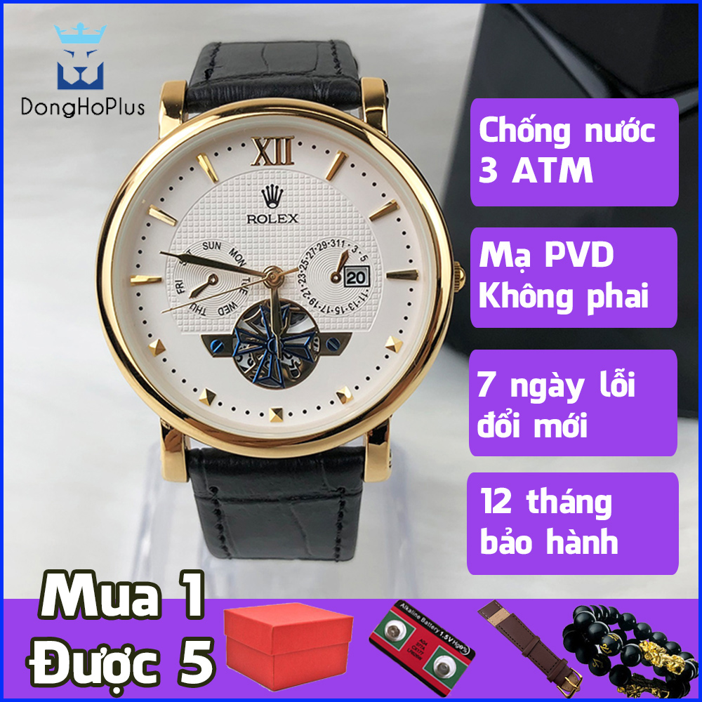 ĐỒNG HỒ NAM dây da cao cấp 1 lịch chống xước, chống nước mặt 38mm + tặng vòng đeo tay + tặng 2 pin mới + tặng thêm dây da bò