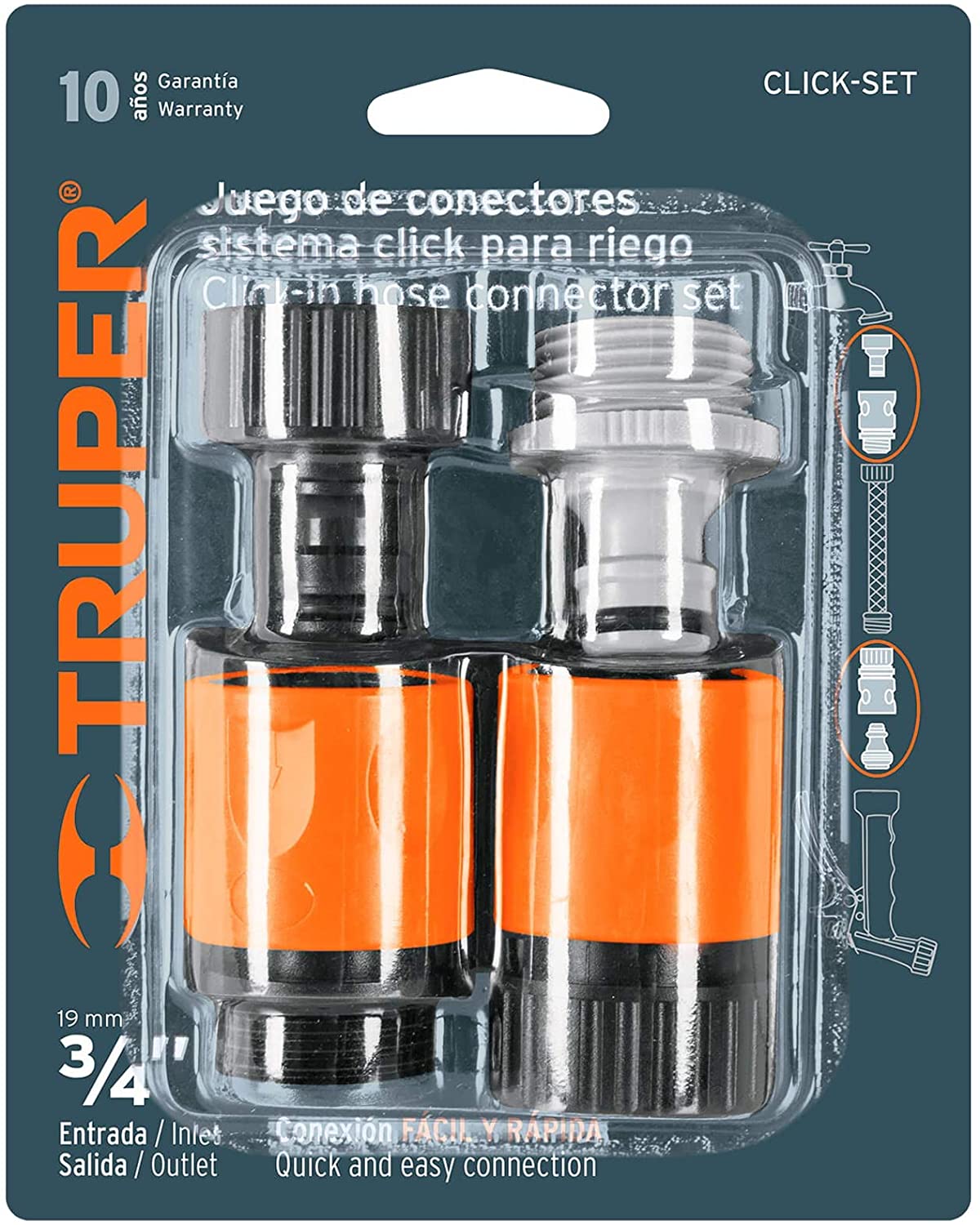 Bộ 2 khớp nối ống nước vòi xịt rửa truper click-set