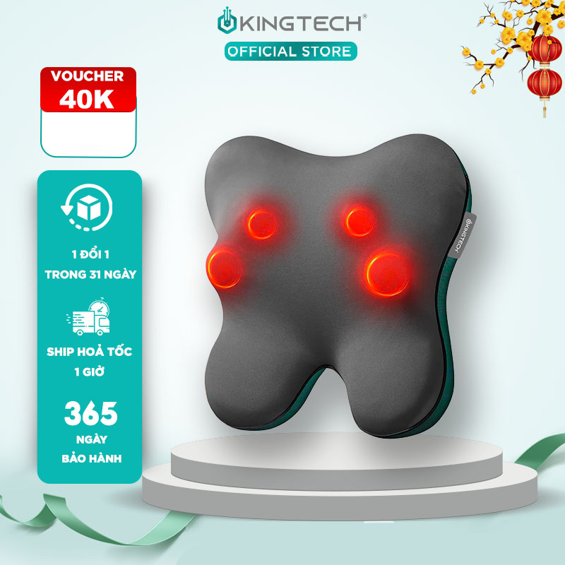 Gối Massage Đa Năng Nhiệt Hồng Ngoại KINGTECH KP-500 - Chuyên Sâu Cổ Vai Gáy, Thắt Lưng - Chính Hãng