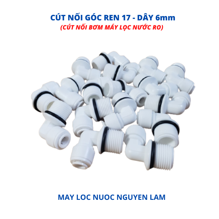 (HCM) Cút Nối Ren 17 Dây 6mm (Cút Góc Nối Nhanh Dùng Cho Bơm Máy Lọc Nước RO)