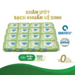 Thùng 12 gói Khăn ướt Molfix Sạch khuẩn gói 100 miếng
