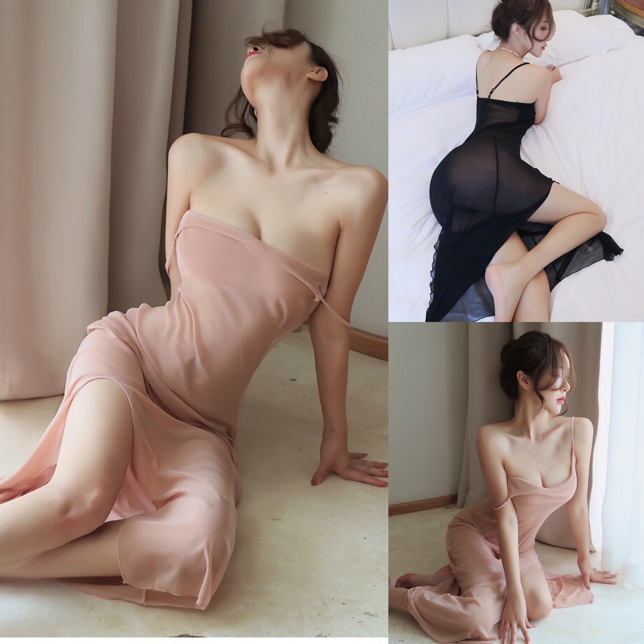 Váy ngủ nữ ren voan dáng dài quyến rũ sang chảnh