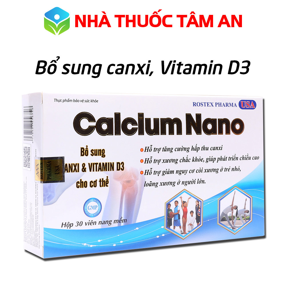 Viên uống Calcium Nano bổ sung canxi và vitamin D3 giúp xương chắc khỏe