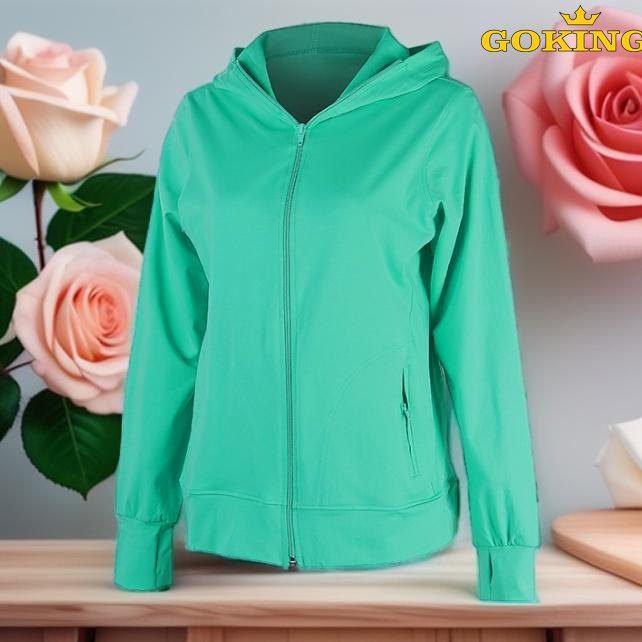 Áo khoác nữ thoát nhiệt GOKING 6 túi, vải thun cotton mỏng nhẹ, thoáng khí, thấm hút mồ hôi, thích hợp khoác nhẹ hoặc che nắng nhẹ. Áo khoác trơn cao cấp cho người sành điệu