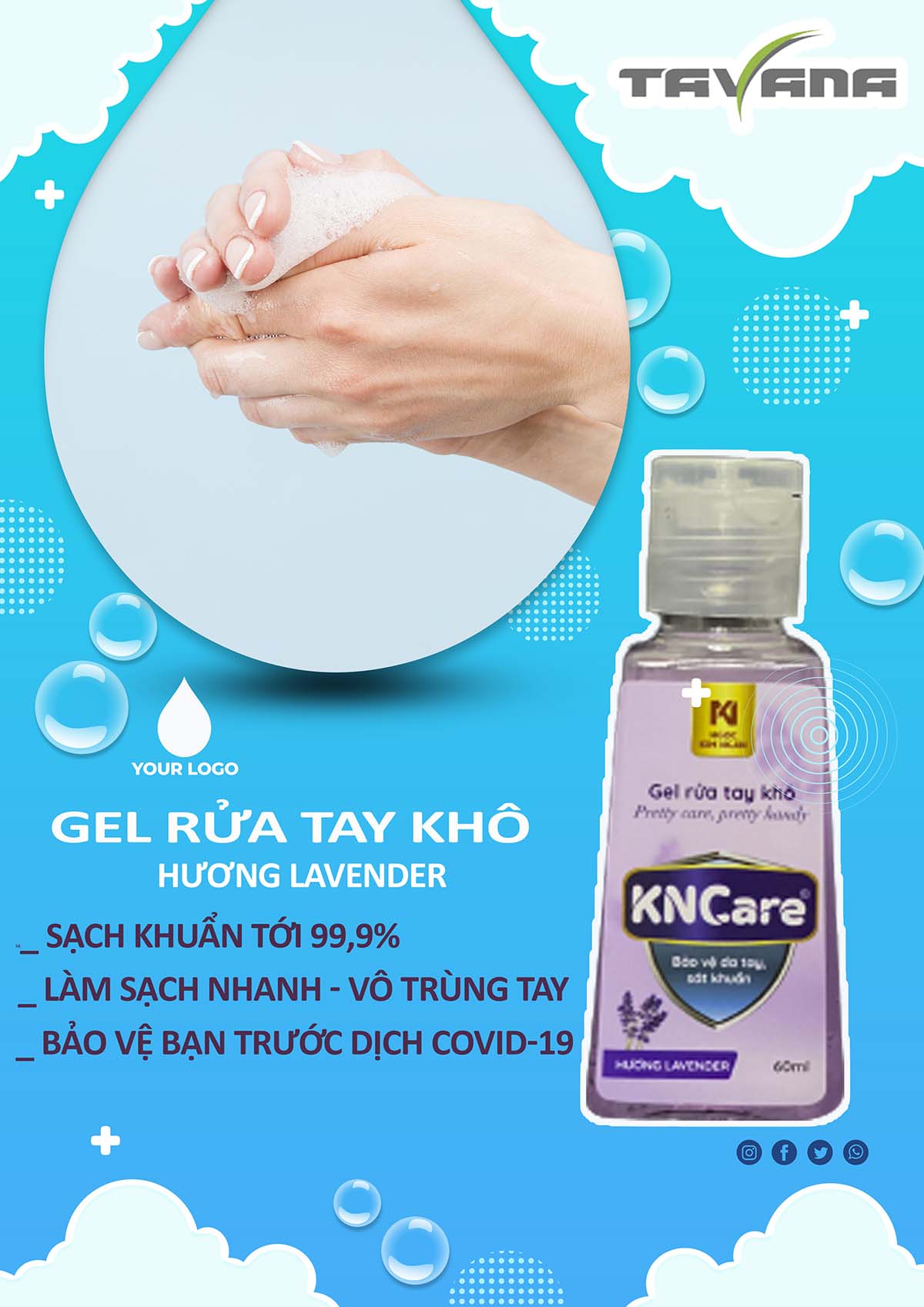 Gel rửa tay khô, sát khuẩn KNcare 60ml
