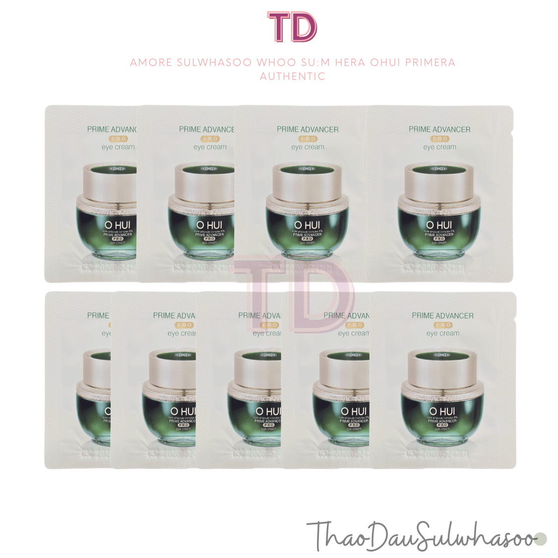 Combo gói kem dưỡng vùng mắt Ohui xanh prime advancer eye cream pro 1ml gói sample 1ml  ngăn ngừa lão hóa cải thiện nếp nhăn và tăng độ đàn hồi tloskorea cũ