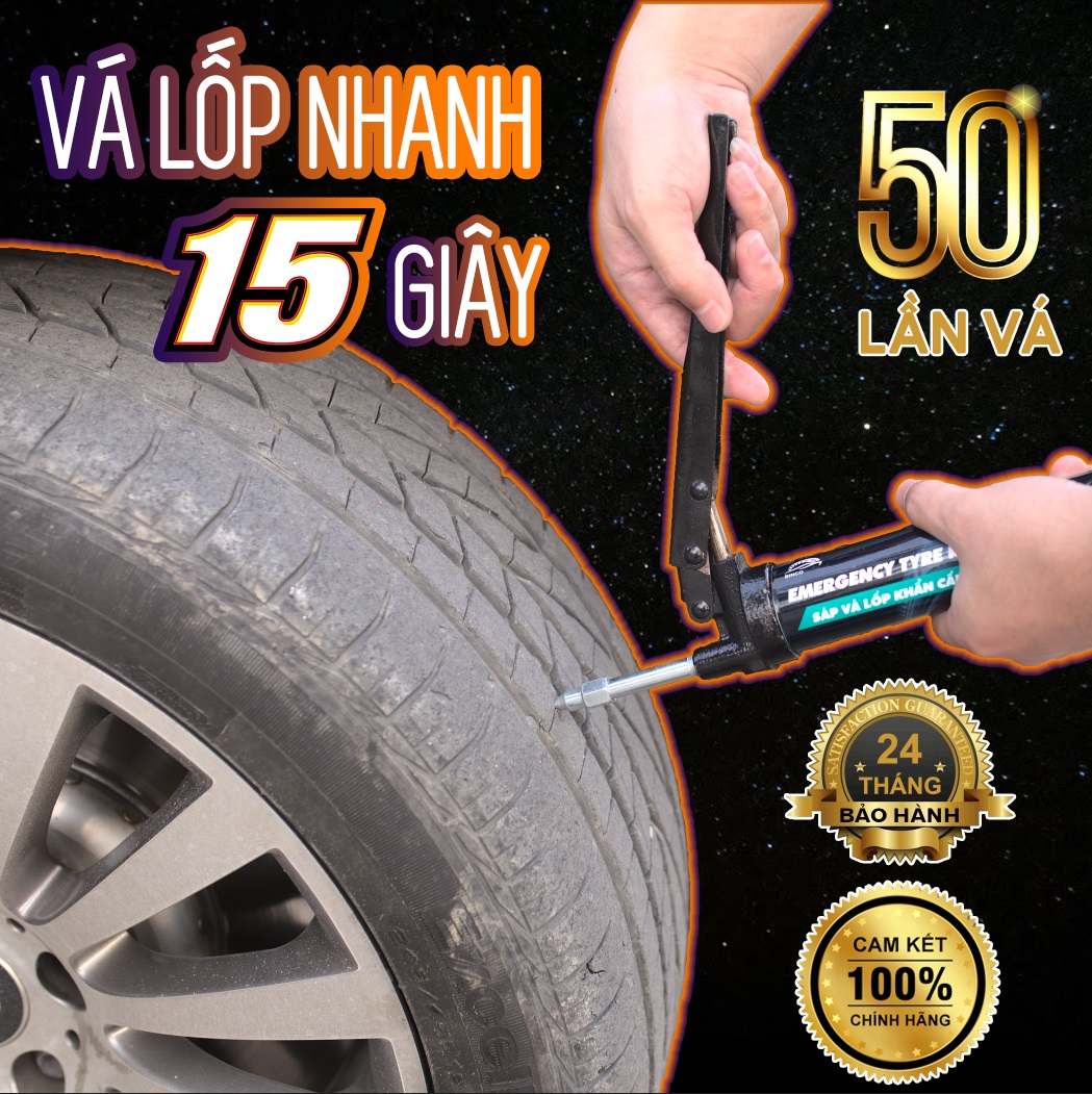 Kit vá lốp khẩn cấp bingo auto, vá lốp chỉ trong 10 giây không gây hại lốp, sửa lốp nhanh không cần tháo bánh