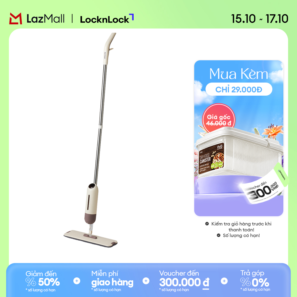 Bộ cây lau nhà capsule spray mop lock&lock etm472