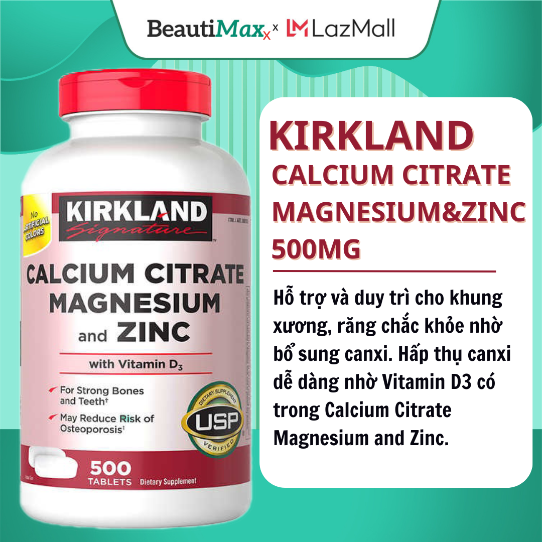 Viên uống chắc xương Kirkland Signature Calcium Citrate Magnesium And Zinc