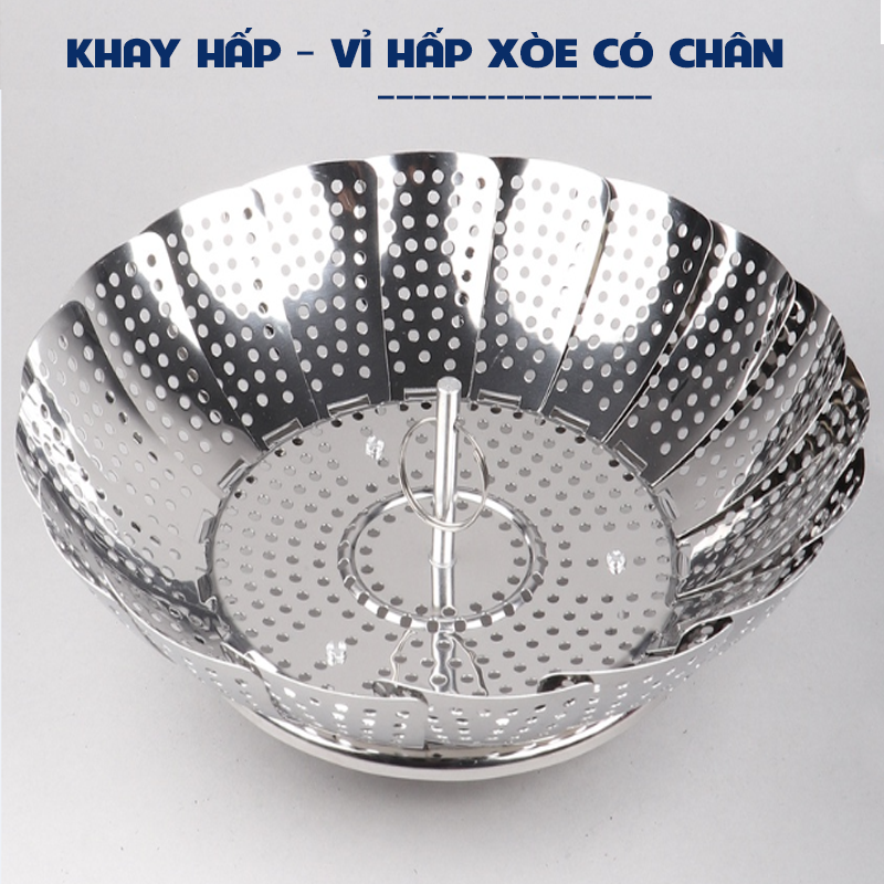Vỉ hấp inox xòe cánh v1 đa năng 3 chân hấp bánh, bánh bao, đồ ăn - dụng cụ nhà bếp