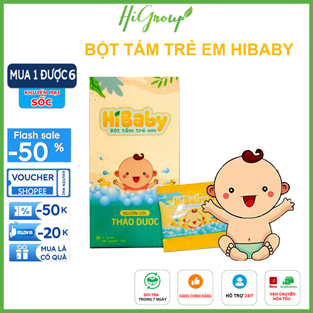 Bột pha nước tắm trẻ em HIBABY - Nguồn gốc thảo dược tự nhiên, giảm ngứa, rôm sảy, mụn nhọt...