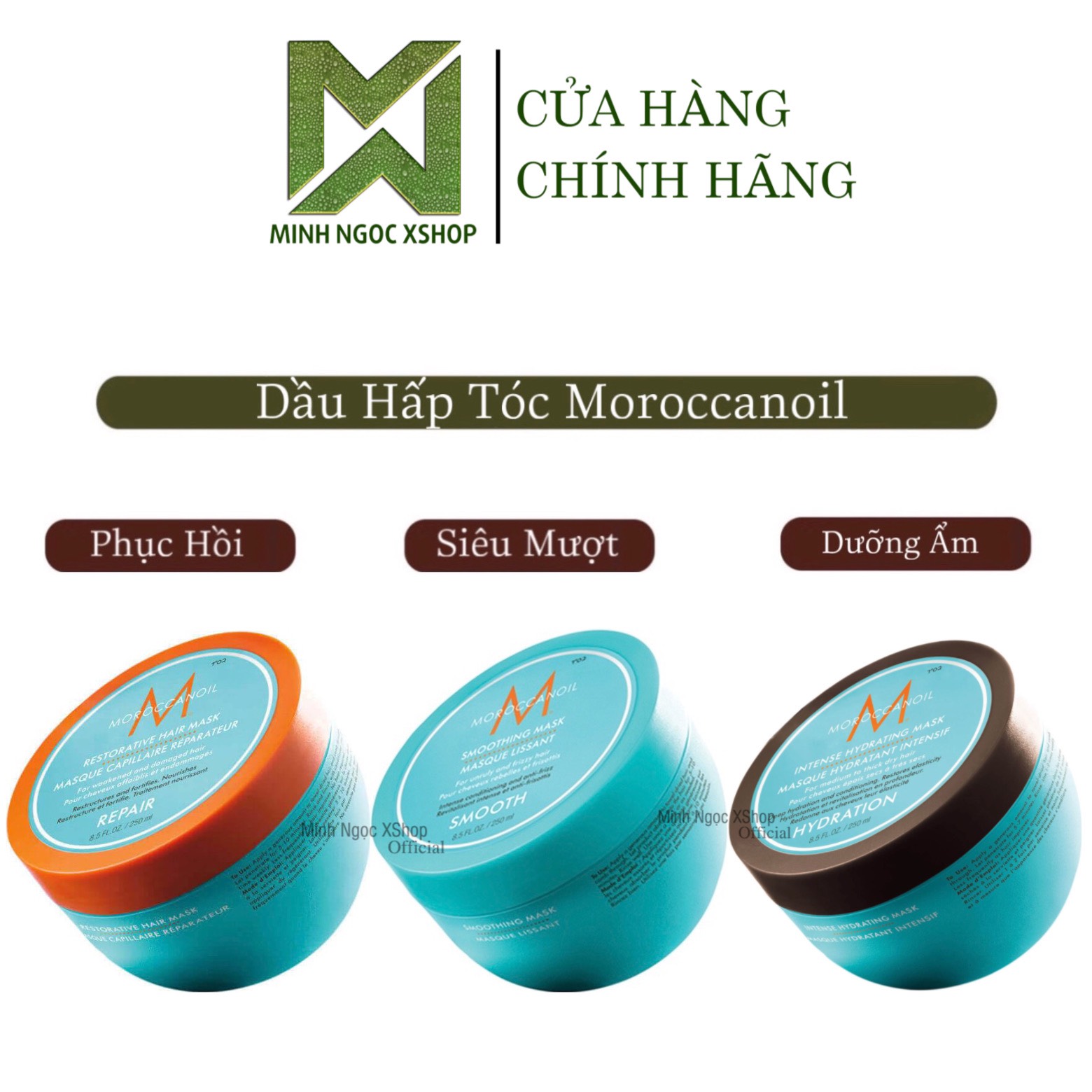 Dầu hấp, kem ủ tóc Moroccanoil phục hồi, dưỡng ẩm, siêu mượt 250ML - 500ML chính hãng