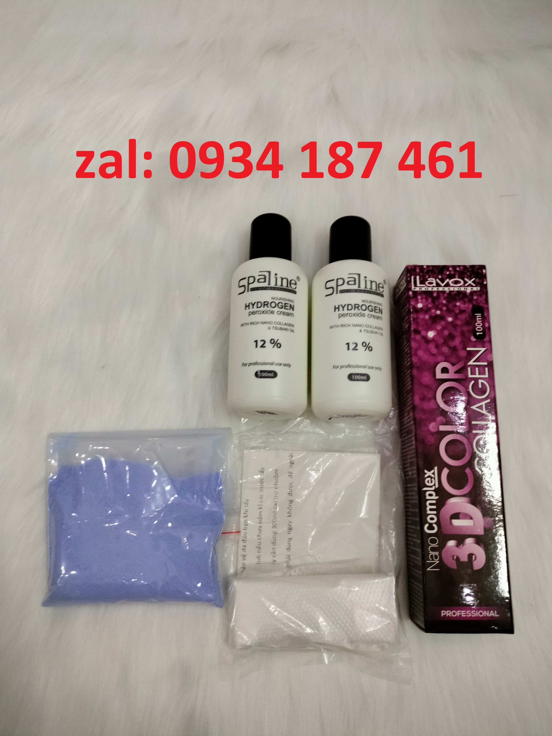 Combo nhuộm Lavox, 2 oxy, bao tay, bột tẩy, HDSD