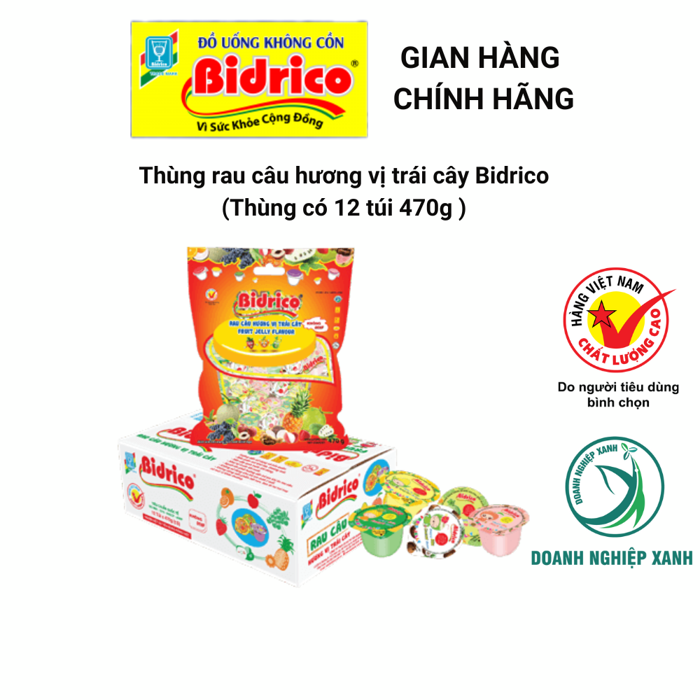 Rau Câu Hương Vị Trái Cây Bidrico ( Thùng 12 túi 470g )