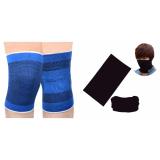 Bộ 2 miếng bảo vệ đầu gối và khăn đa năng đi phượt đen trơn
