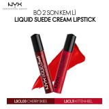 Bộ 2 son kem lì NYX Professional Makeup Liquid Suede Cream Lipstick Cherry Skies & Kitten Heel