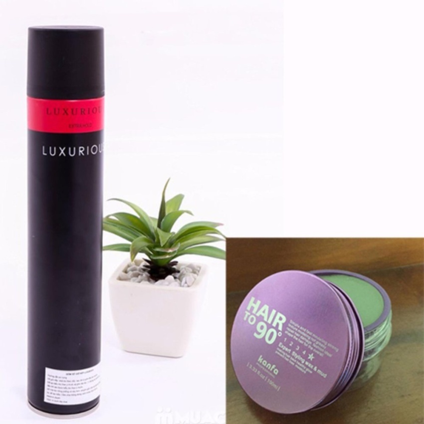 COMBO 1 Chai gel xịt tóc Luxurious kèm Sáp vuốt tóc tạo kiểu Kanfa Hair To 90