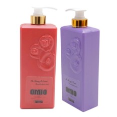 Địa Chỉ Bán Combo 2 chai sữa tắm OMIO chống nắng dưỡng da tinh chất Hoa hồng và Lavender 800ml (Đỏ + Tím)