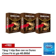 Giá Khuyến Mại Combo 3 hộp Viên Uống Tăng Cường Sinh Lý Nam Omexxel Ali (10 viên/hộp) + Tặng Bao cao su Durex Close Fit