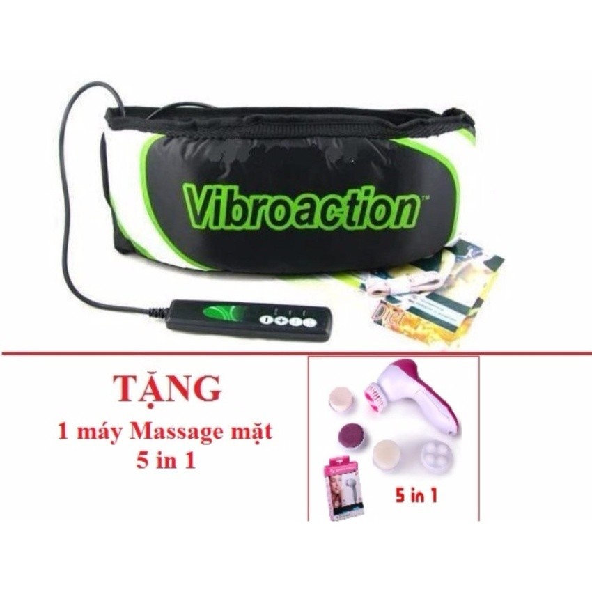 Đai massage thon gọn bụng Vibroaction + Tặng kèm 1 máy Massage mặt 5 in 1