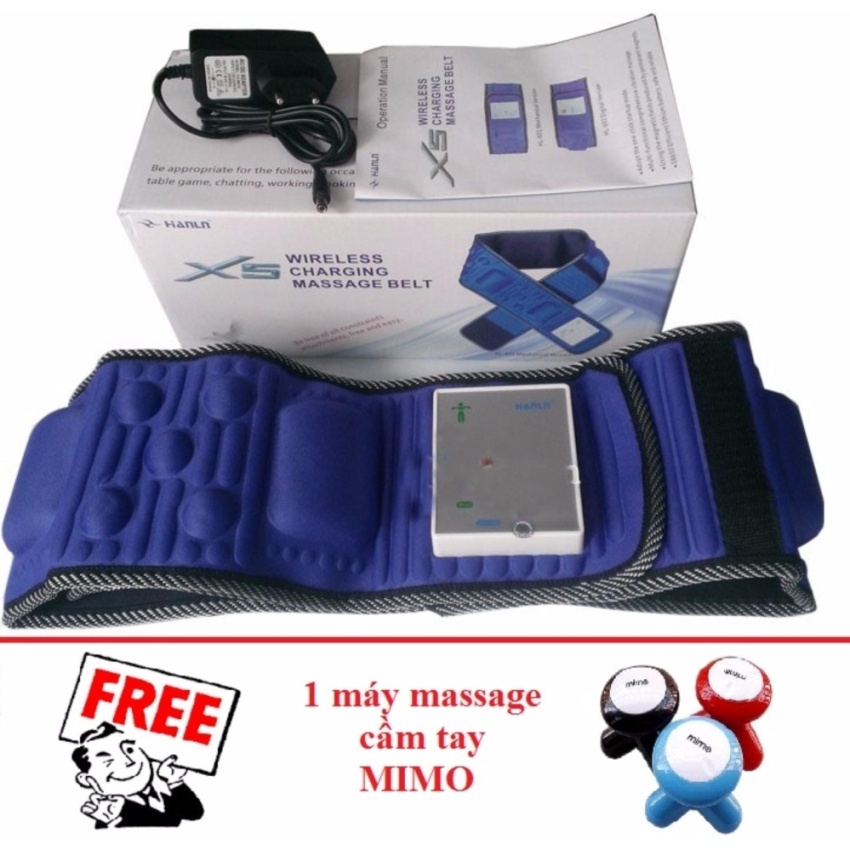[HCM]Đai mát xa m mỡ bụng X5 tích hợp pin (Xanh đen) + Tặng 1 máy massage cầm tay MIMO