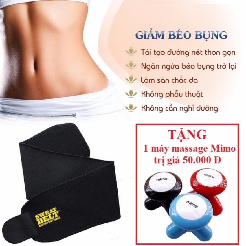 Đai nịt bụng m mỡ Sweat Belt + Tặng 1 máy Massage 3 chân Mimo