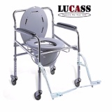 Ghế Bô Vệ Sinh Cao Cấp Cho Người Già, Người Khuyết Tật, Hợp Kim Inox, Có Bánh Xe và Đồ gác chân tiện dụng