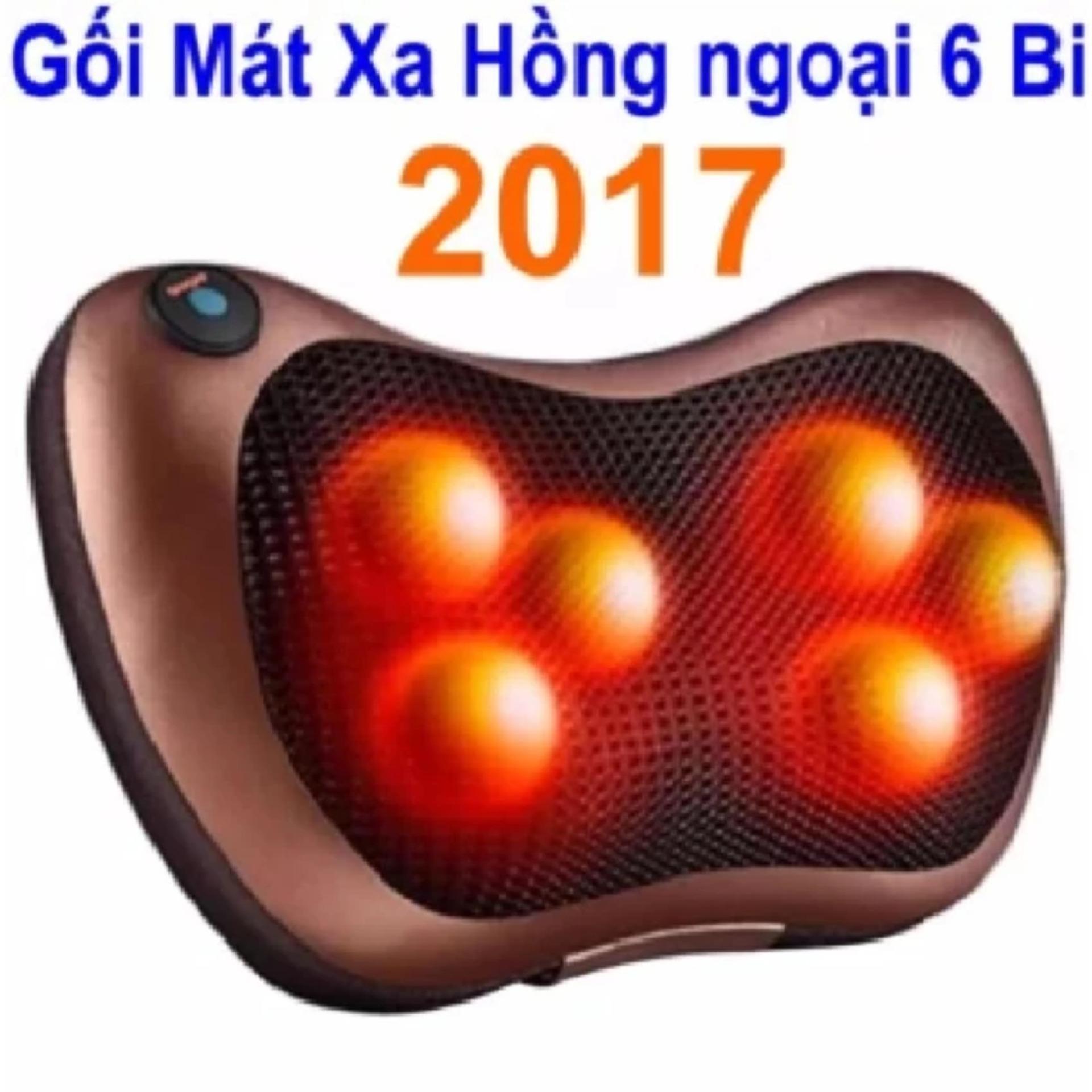 Gối mát-xa hồng ngoại 6 bi - thế hệ mới 2017.
