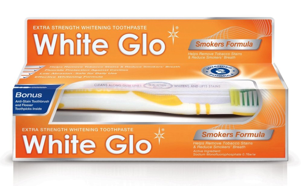 Kem đánh răng White Glo Smokers Fomula 150g kèm bàn chải đánh răng White Glo
