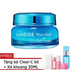 Giá Kem dưỡng ẩm dạng gel Laneige Water Bank Gel Cream 50ml + Tặng bộ dưỡng Clear-C Trial Kit 4 món và xịt khoáng 30ml  