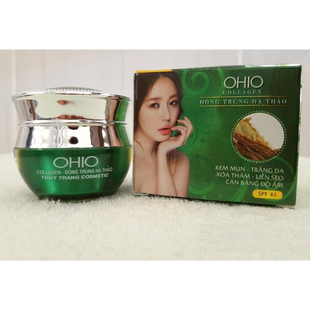 HOÀN TIỀN 15% - Kem Mụn Trắng da Xóa thâm Liền sẹo Cân bằng độ ẩm OHIO Collegen - Đông Trùng Hạ Thảo (20g)
