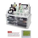 Khay đựng mỹ phẩm giá rẻ Mica 4 tầng cao cấp + Tặng hộp tăm NSTD